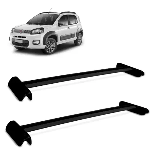 Rack Travessa de Teto Bagageiro Fiat Uno Way 2011 - Preto / Prata