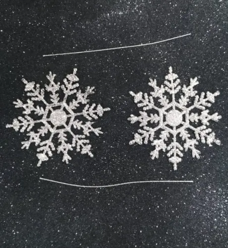 Enfeite Presente 2pçs Wf9896 /3699 Flocos Neve Glitter