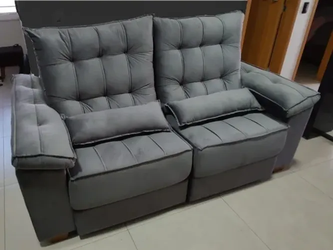 Sofa retratil e reclinavel 2,30 pillow super top e molas ensacadas (novo e direto da fabri