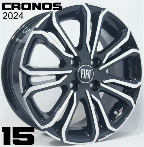 Rodas Fiat Cronos 2024 15 preta com diamantado 4x98