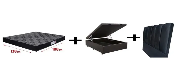 Box Baú Viúva + Colchão D33 20cm + Cabeceira - Conforto e Sofisticação para Seu Quarto!