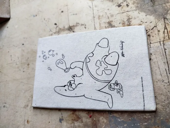 Quadro em tela, pintura de personagem de desenho animado - Bob Esponja