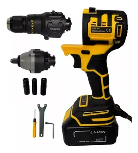 Kit Parafusadeira Furadeira + chave Impacto Brushless Com Maleta 2 Baterias e Acessórios