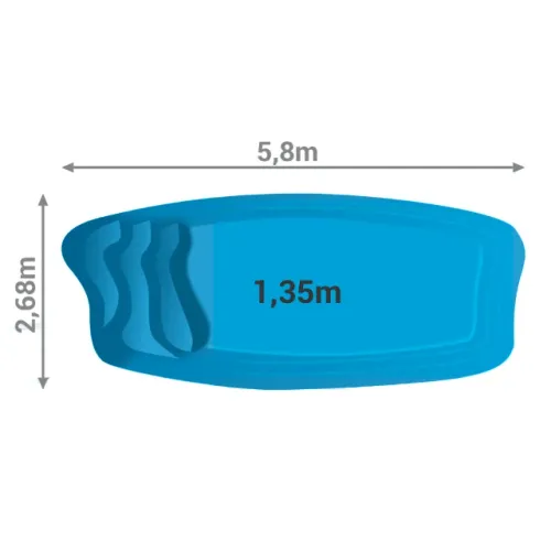 Piscina de fibra 5,80 metros oval com escada - Promoção direto de fábrica 