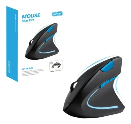Mouse Sem Fio Vertical Ergonômico Gamer Recarregavel 2.4 Usb Cor Preto