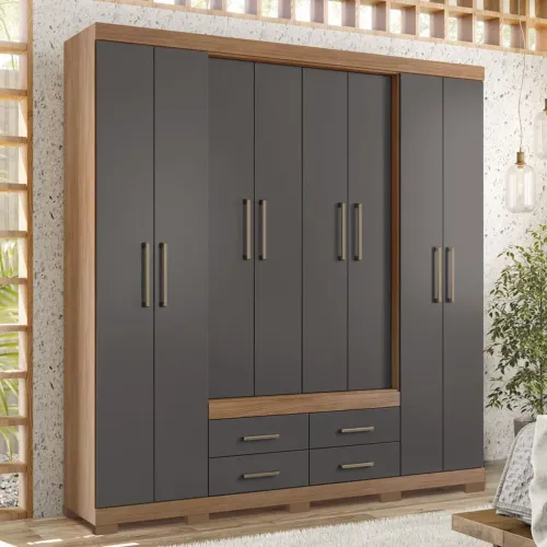 Guarda-Roupa Casal Cor Grafite Montagem e Entrega grátis aproveite