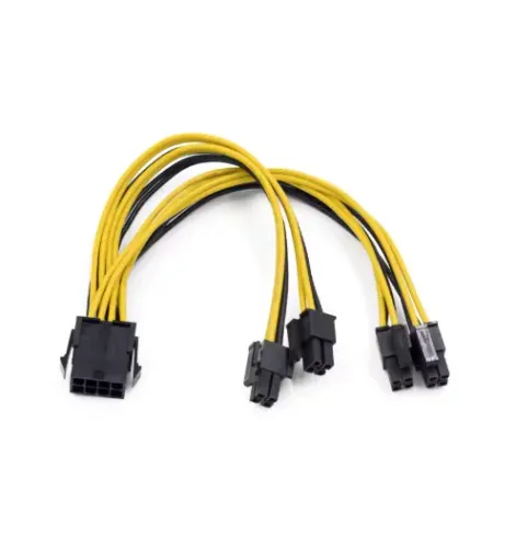 Cabo Adaptador PCI-e 8 Pinos Macho para 2x PCI-e (4+4) 8 Pinos para GPU - 20cm