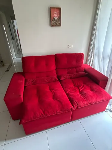 Sofá Retrátil e Reclinável 2 Lugares Vermelho - Muito Confortável!