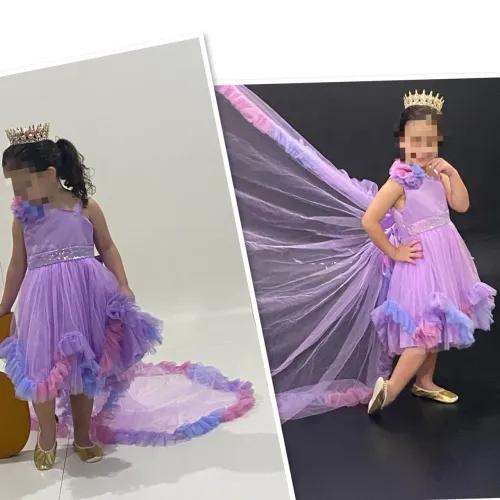 Vestido de Festa Infantil Lilás com Cauda 