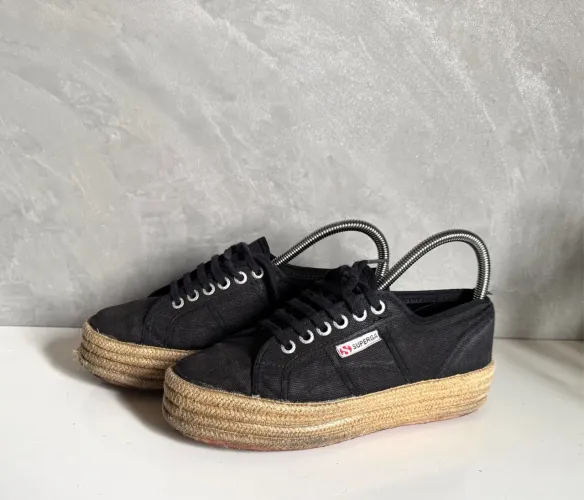 Tênis Superga Preto Plataforma 37 Outlet Brechó 