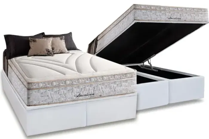 Conjunto: Box com Baú + Colchão American -  Queen 158X198X79