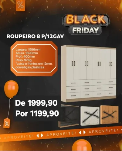 Guarda roupa 8portas 12gavetas