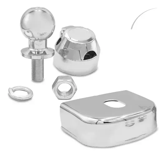 KIT ENGATE PRA REBOQUE CROMADO + CAPA + TOMADA 10CM
