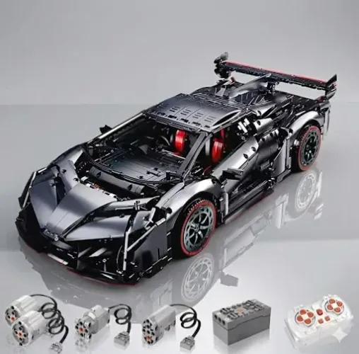 BLOCOS DE MONTAR LAMBORGHINI VENENOS COM 3711 PEÇAS + KIT DE MOTORIZAÇÃO E CONTROLE 