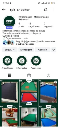 Reforma de mesa de sinuca e assecorios 