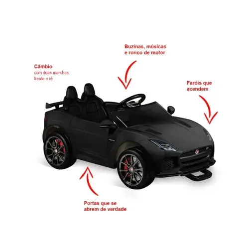 Carro Elétrico Infantil Jaguar F-type Svr 12v Preto Bandeirante