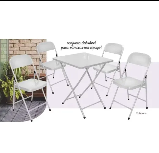 Conjunto de Mesa e Cadeiras Dobráveis para Restaurante