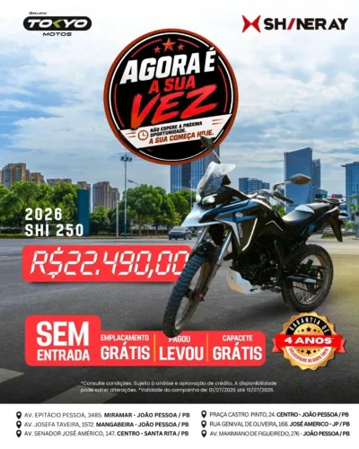 Shineray SHI 250 2027 0km - Financiamento Zero Entrada - Nos Cartões em até 24x