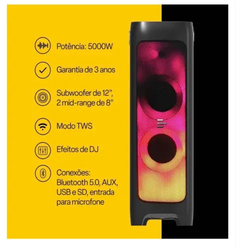 Caixa de Som Torre Flamebox DJ 5000W RMS Pulse - SP512