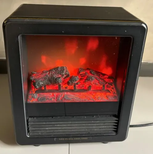 Lareira Elétrica Mini Cube Preto