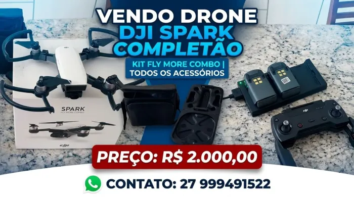 Drone DJI spark, completo com kit fly more combo. 