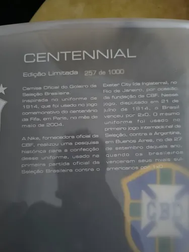 Camisa goleiro seleção Brasil 2004 100 anos FIFA original. 