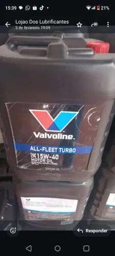 Óleo lubrificante 15W-40 valvoline 20 litros