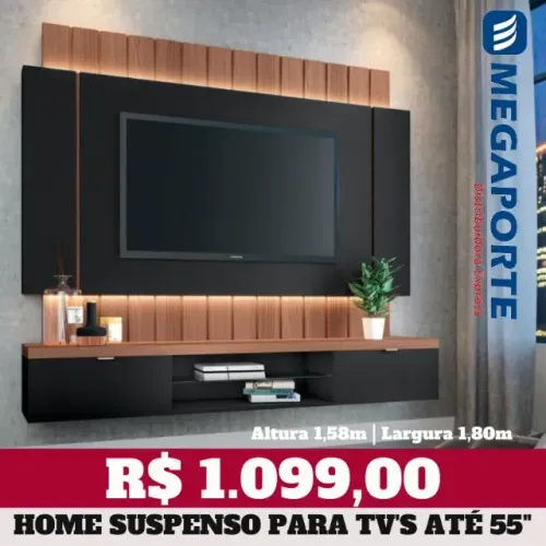 Painel Home Suspenso com LED para TV até 60" (Novo) Entrega Grátis!