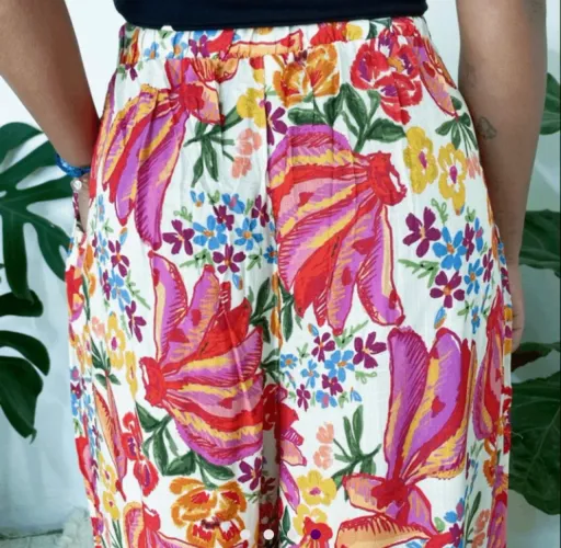 Calça Pantalona Farm Banana Riscada 