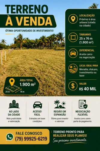Terreno em Boquim (Povoado Pimenteira)