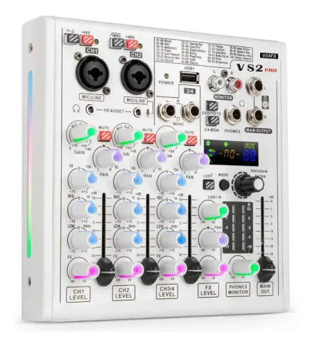 Mesa De Som Vs2pro V04fx Branca Com Interface De Áudio Live