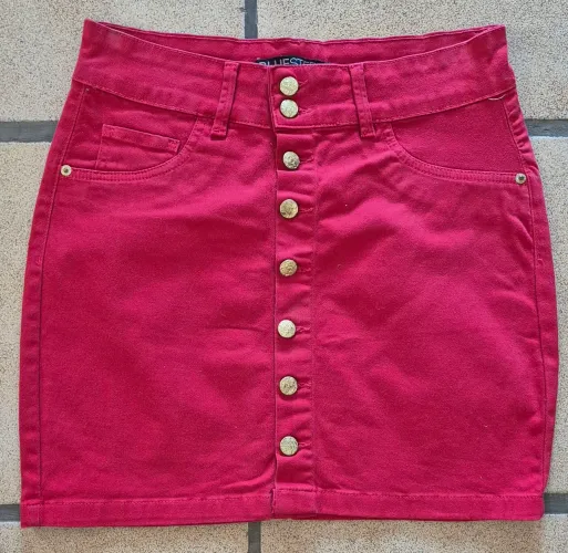 Mini saia jeans vermelho BlueSteel tam 40