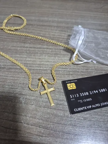 Kit corrente e pingente banhado a ouro