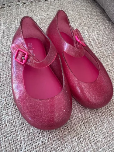 Mini Melissa Rosa pink com glitter tamanho 19