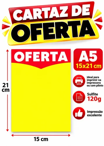 100 unidades Cartaz Oferta A5 Papel 120g