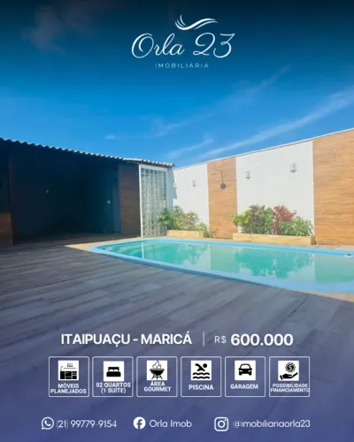 ITAIPUAÇU, ORLA 23 IMOBILIÁRIA VENDE! EXCELENTE CASA DE ALTO PADRÃO EM MARICÁ.