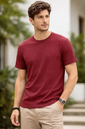 Camisa Texturizada Gola Redonda