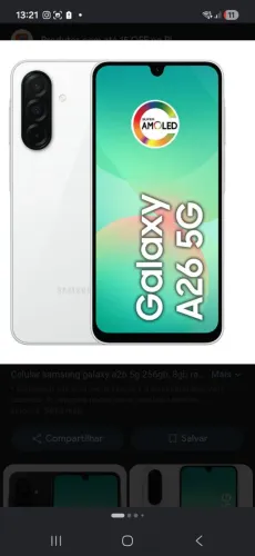 Celular sansung A26 com 3 meses de uso