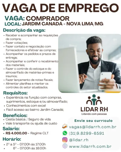Oportunidades de emprego Nova Lima MG