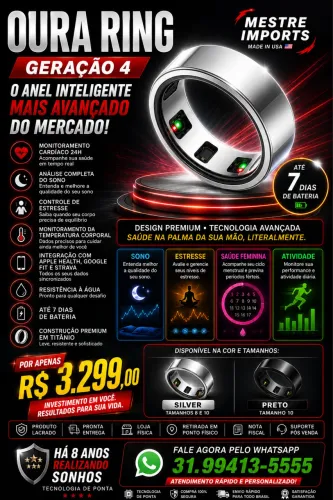 OURA RING GEN 4 ORIGINAL LACRADOANEL INTELIGENTE PREMIUM COM ENTREGA RÁPIDA