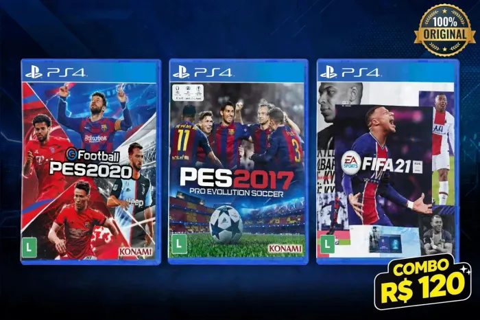 COMBO PS4 - PES 2020 + PES 2017 + FIFA 21 - R$ 120