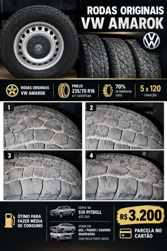 Kit rodas pneu e calota originais vw amarok