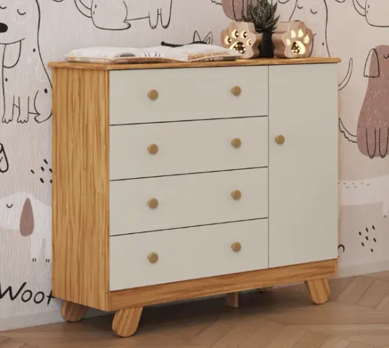Comoda Pingo 1 Porta Lisa, 100% MDF - Peroba