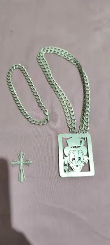 Corrente pulseira e pingente de prata 