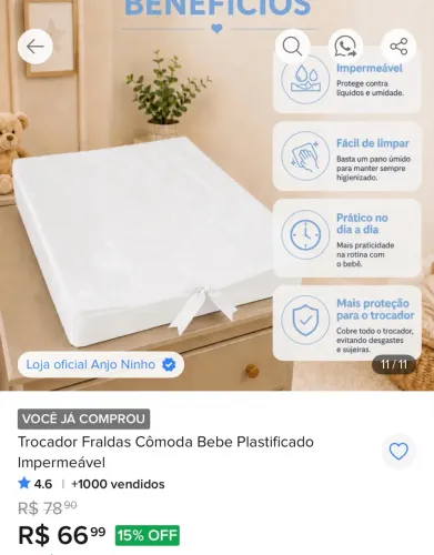 Trocador nunca usado