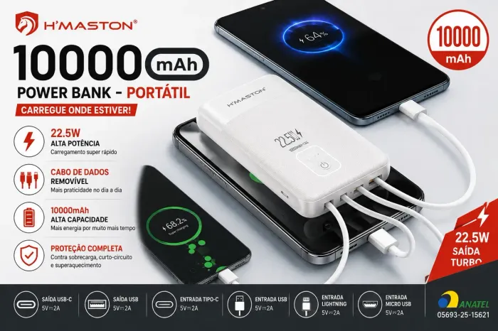 POWER BANK H'MASTON 10000mAh
