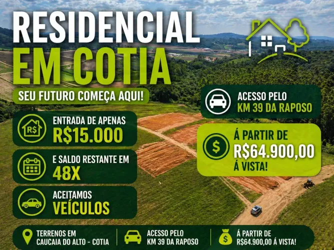 Terrenos de 500m² em Caucaia do Alto a partir de R$ 64.900!