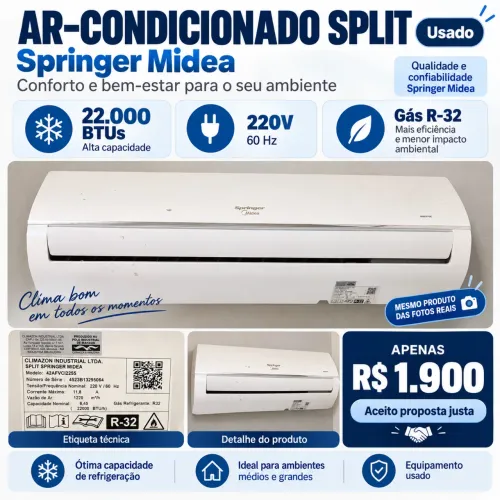 Ar-condicionado Springer Midea Inverter 22.000 btus