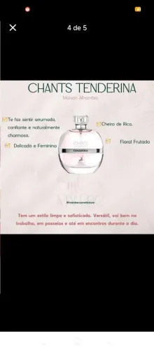 Chants tenderina perfume feminino árabe