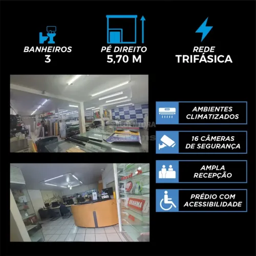 Salão comercial com espaço para produção, estoque e ampla recepção